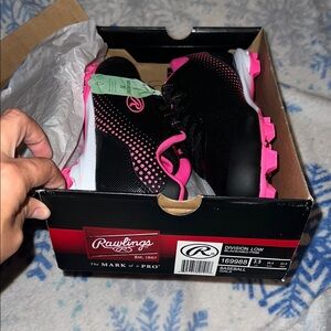 Rawlings Black and Pink Baseball Cleats